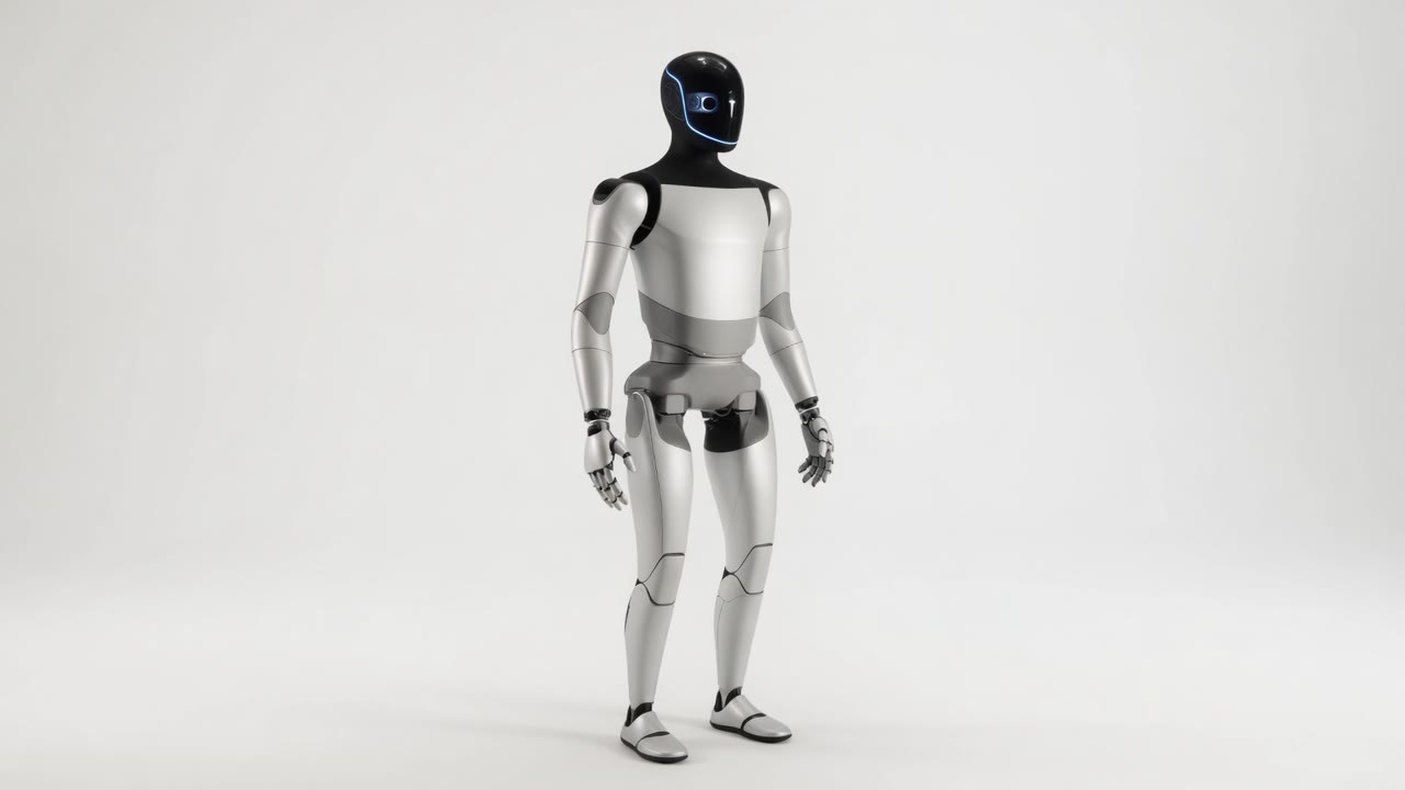 Humanoid robot butler in studio lighting